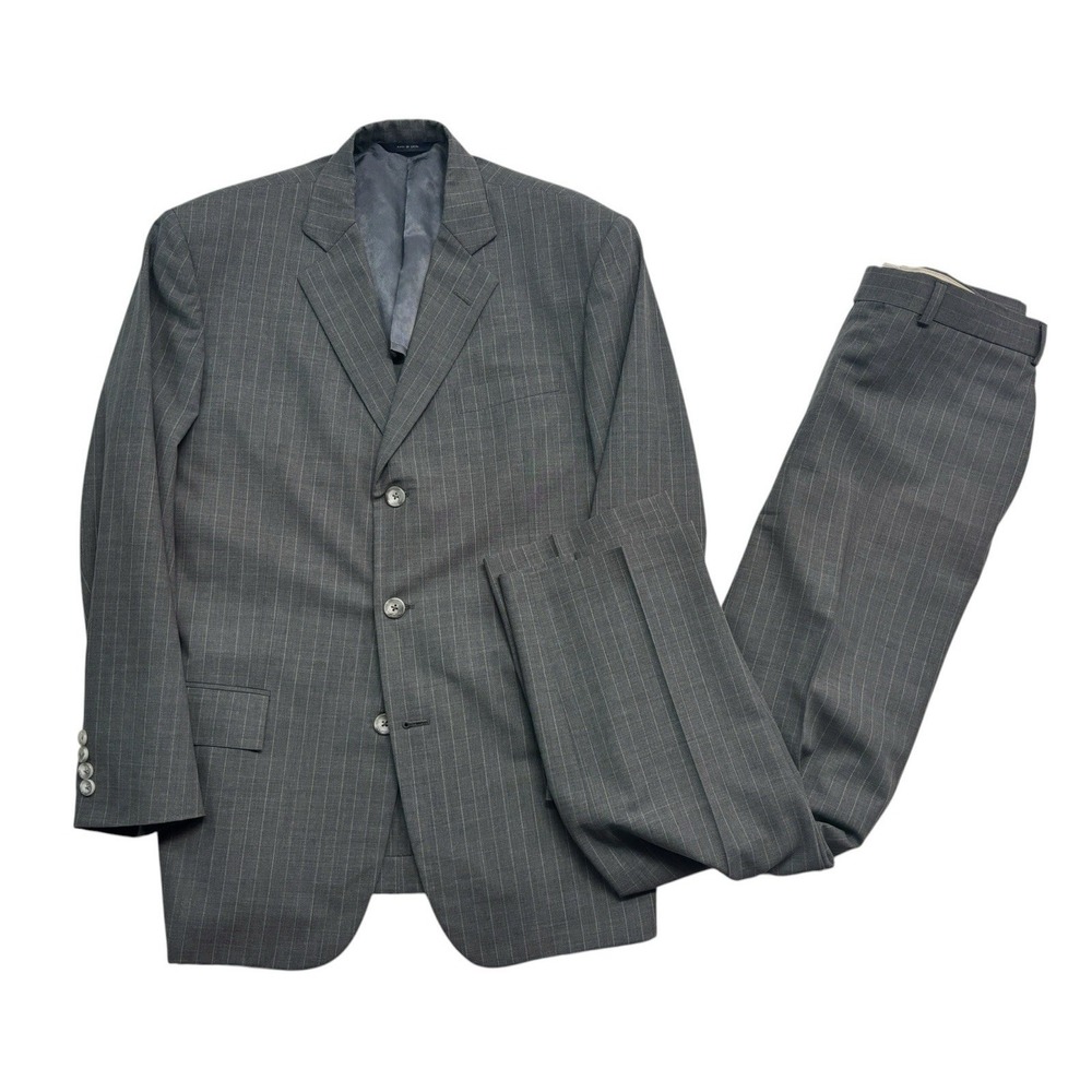 Brooks Brothers 42R 33x30 Gray Pinstripe 2pc Pant Suit Regent Brookscool Canvas